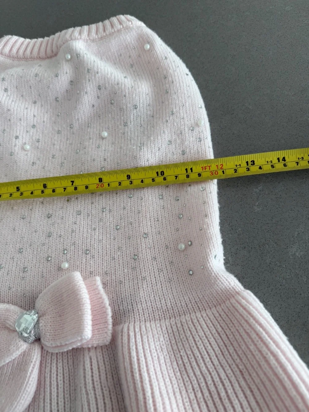 Dog Large Light Pink Dress Pearl & Rhinestone Top Paw Pet Sweater EUC